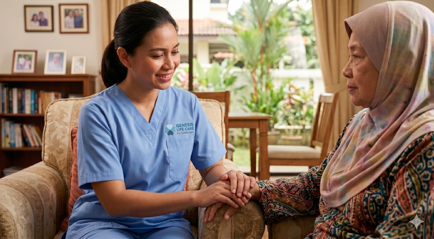 Caregiver supporting a patient during recovery