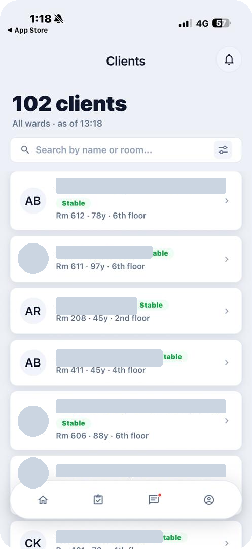 Mobile app home screen